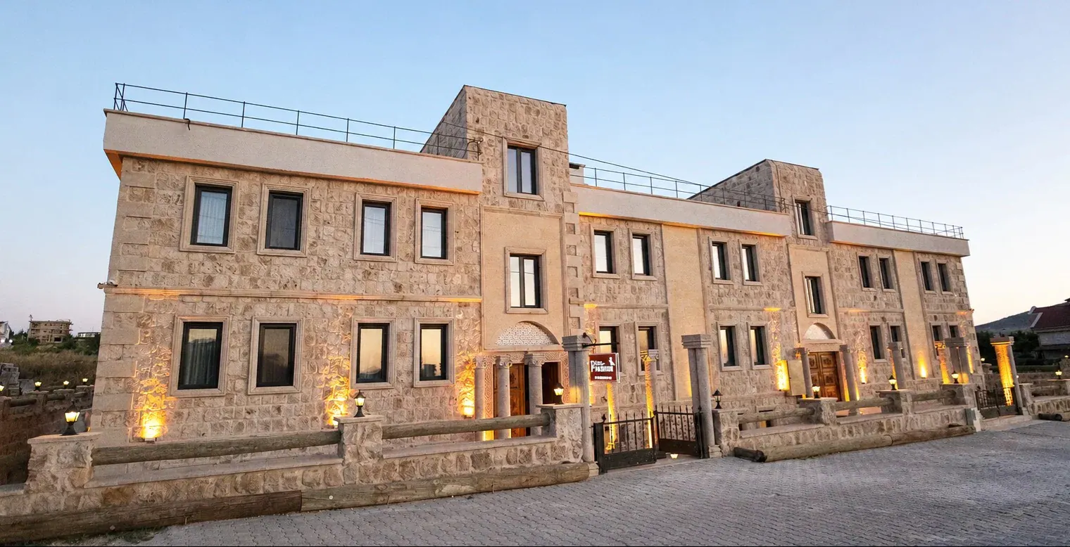 Stone architecture and terrace at Uchisar Premium Hotel in Uçhisar